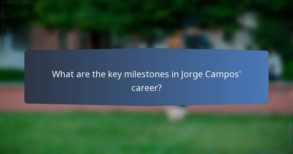 What are the key milestones in Jorge Campos' career?
